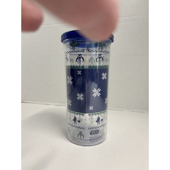 Sleigh Bell Bistro Star Wars Mandalorian Tumbler Cup Lid Straw Grogu Child New - Picture 4 of 9